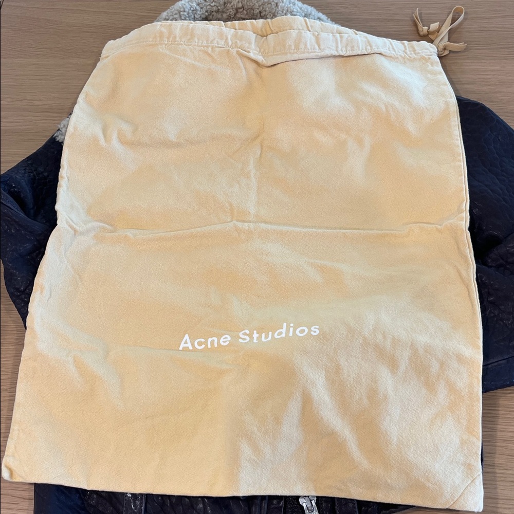 Acne Brown Leather Jacket with Cream Collar - Picture 8 of 8